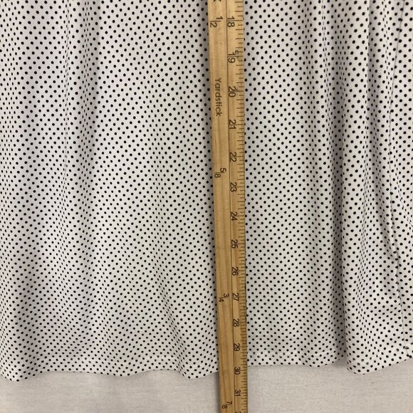 Adrianna Papell White Black Polka Dot Ruffle Stretch Preppy Blouse 2X - Picture 5 of 9